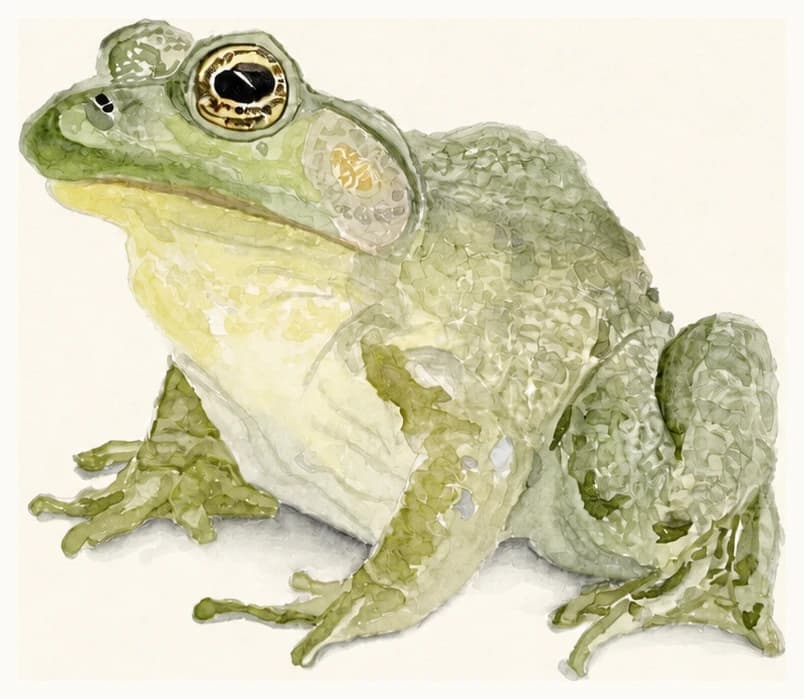 Watercolor painting of a frog