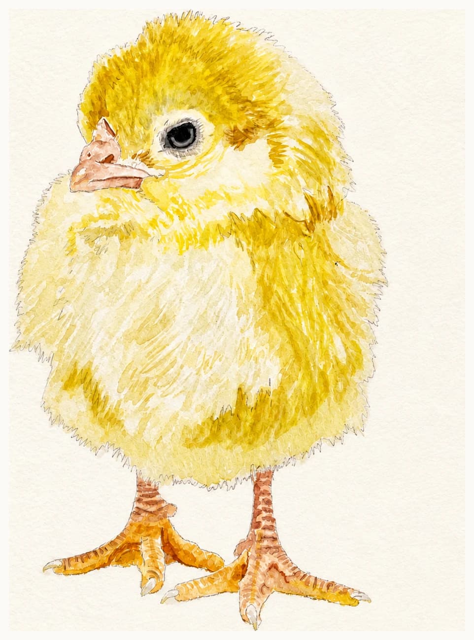 Watercolor painting of a yellow chick