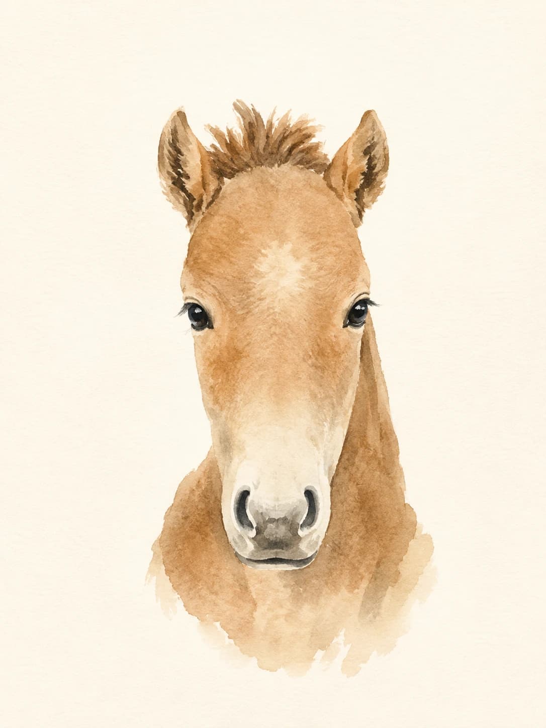 Watercolor portrait of a pony